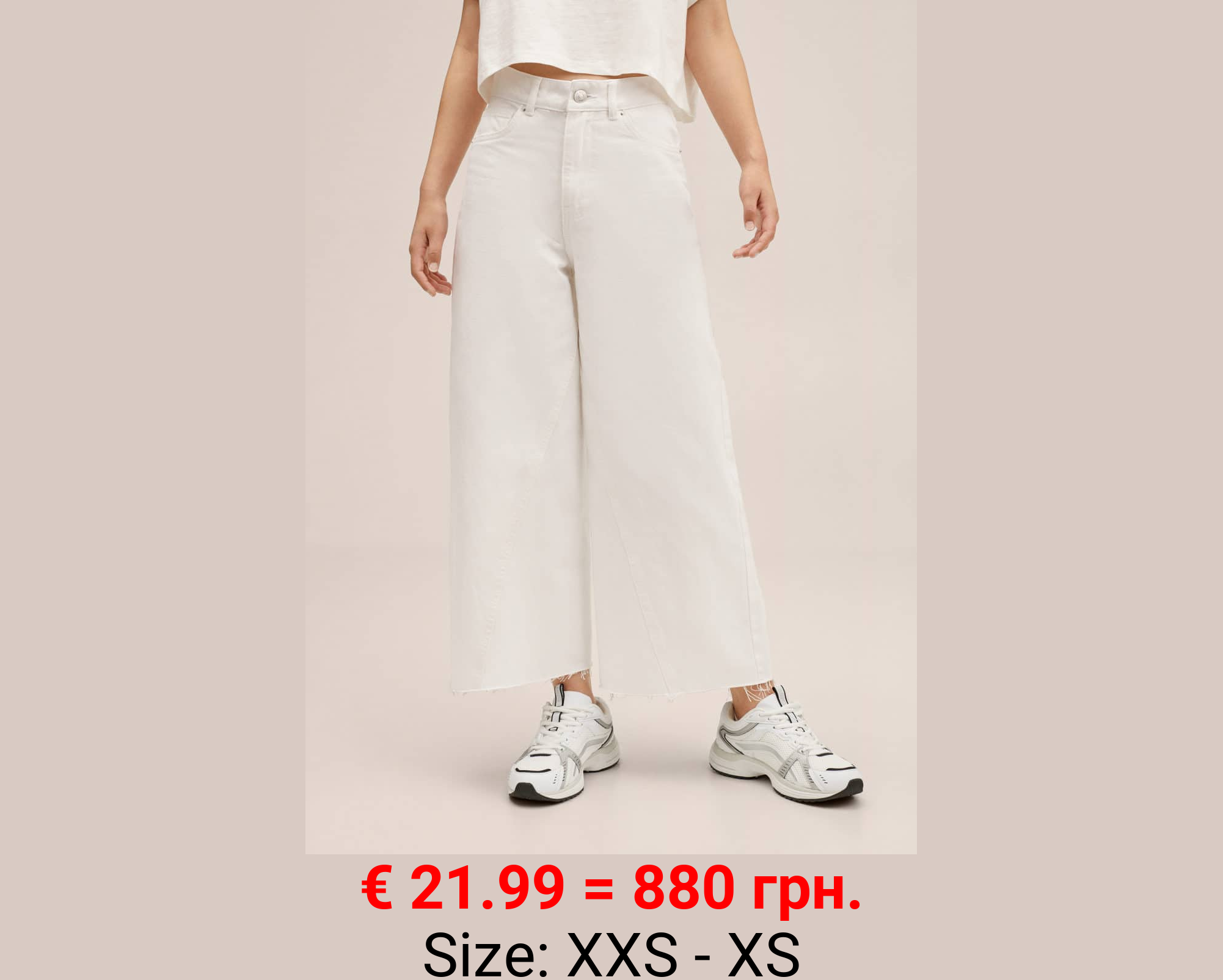 Jeans culotte bajo deshilachado