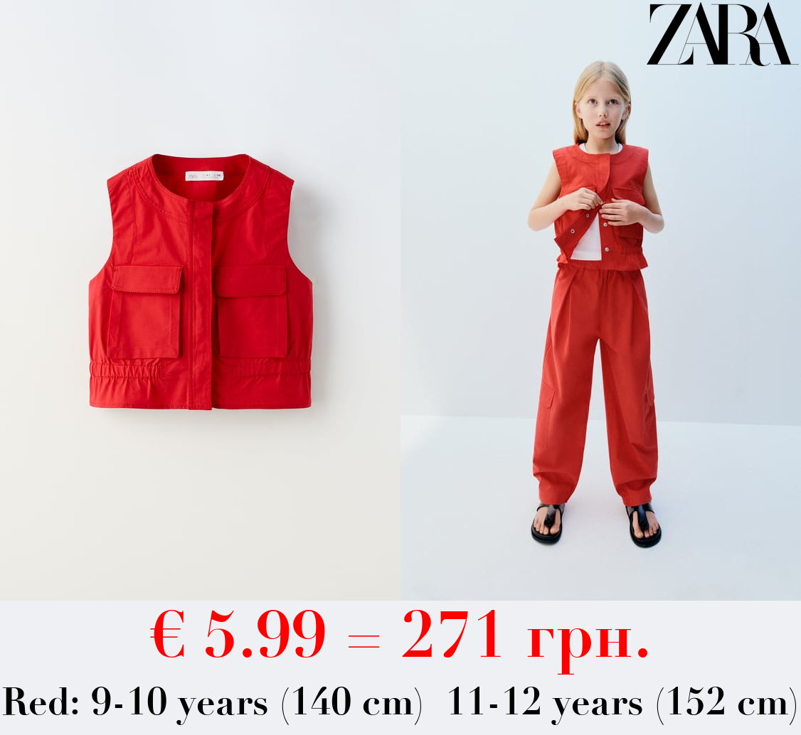 POPLIN TOP WITH POCKETS