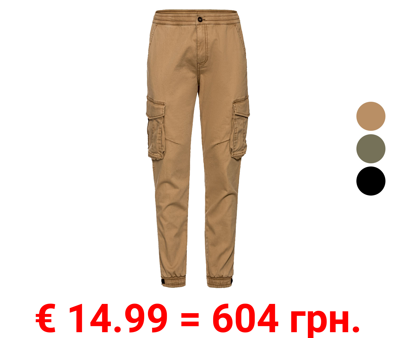 LIVERGY® Herren Cargohose mit normaler Leibhöhe und Bündchen