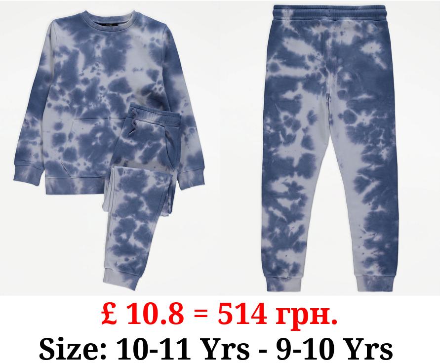 Blue Tie Dye Sweatshirt and Joggers Outfit