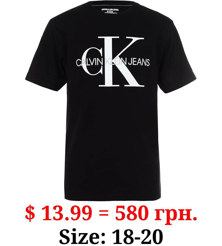 Calvin Klein Boys' Short Sleeve Logo Crew Neck T-Shirt, Soft, Comfortable, Relaxed Fit