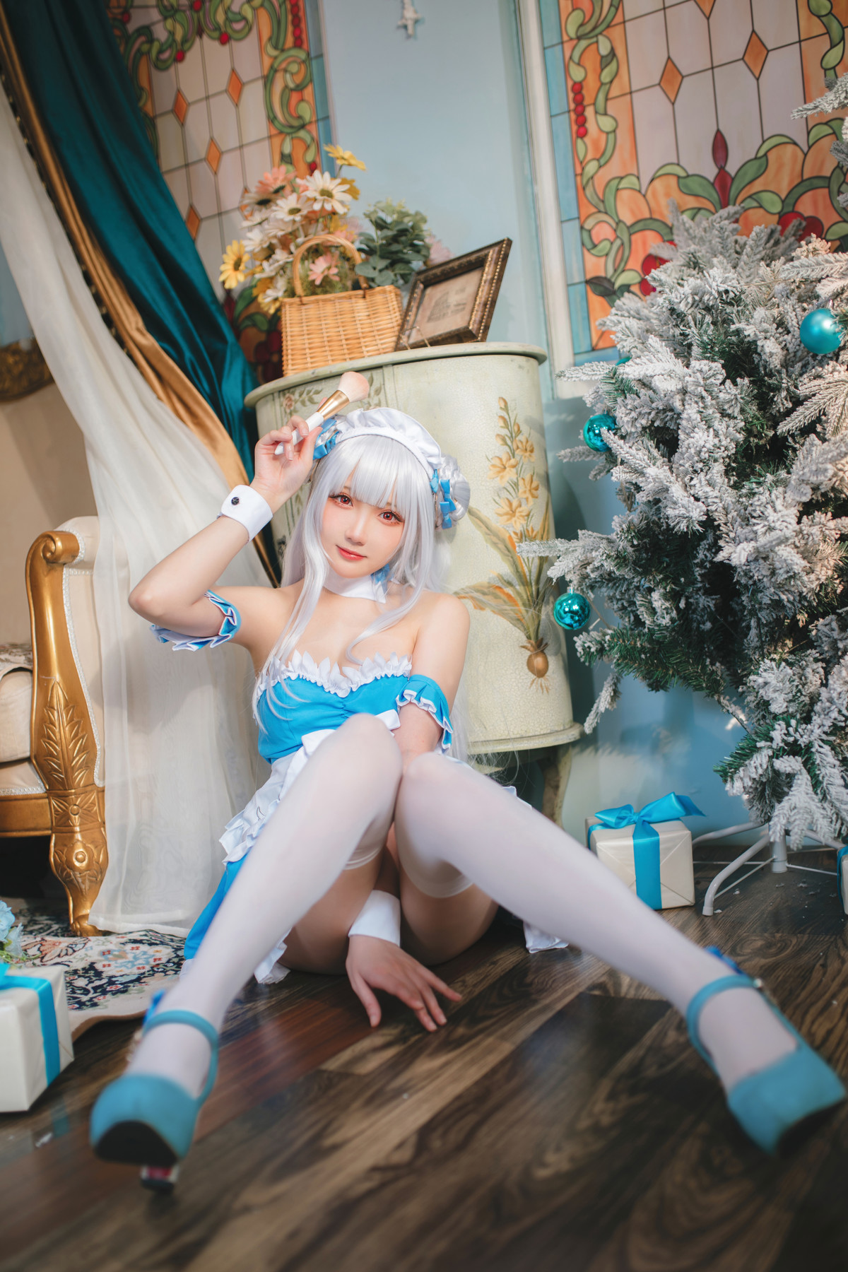 Cosplay 瓜希酱 碧蓝航线 小天鹅女仆 11