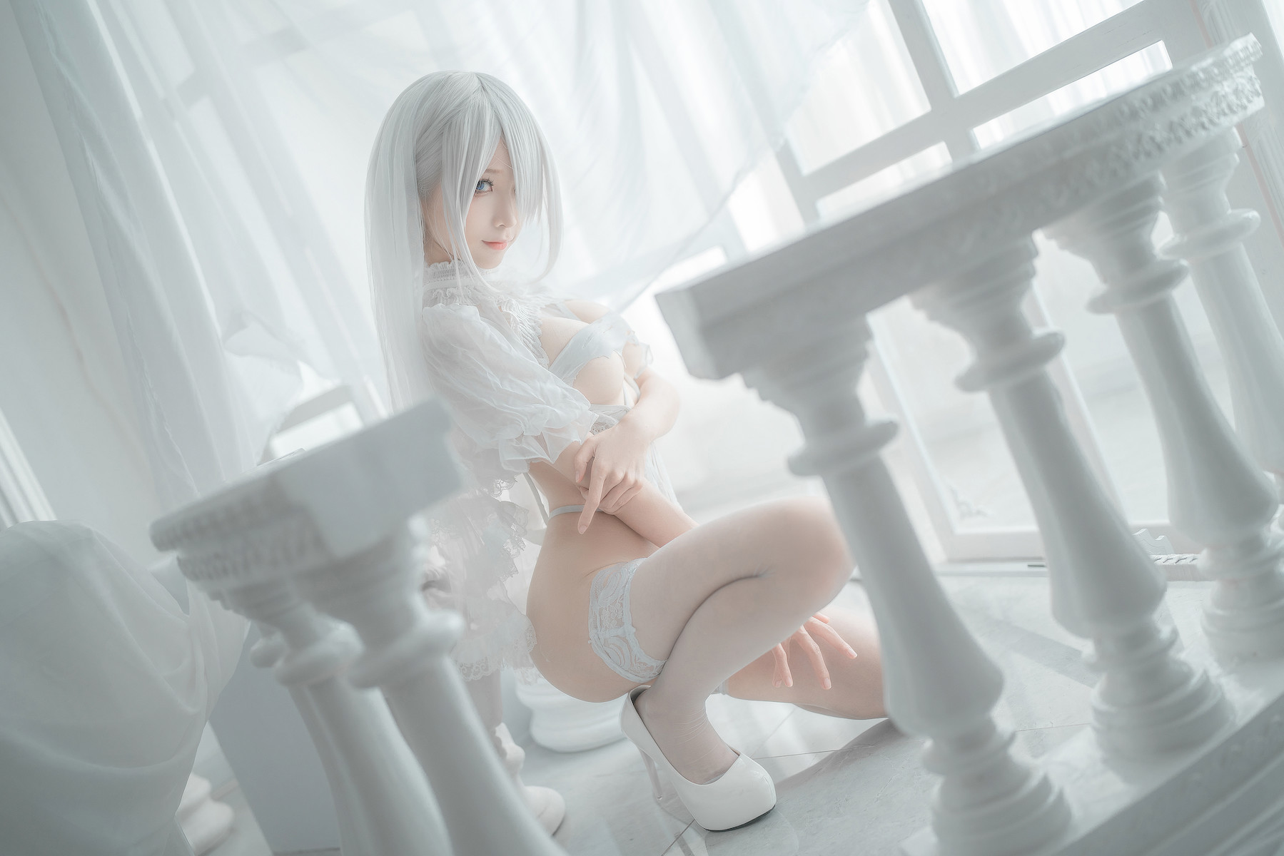 蠢沫沫 Cosplay 2B 白婚纱 40