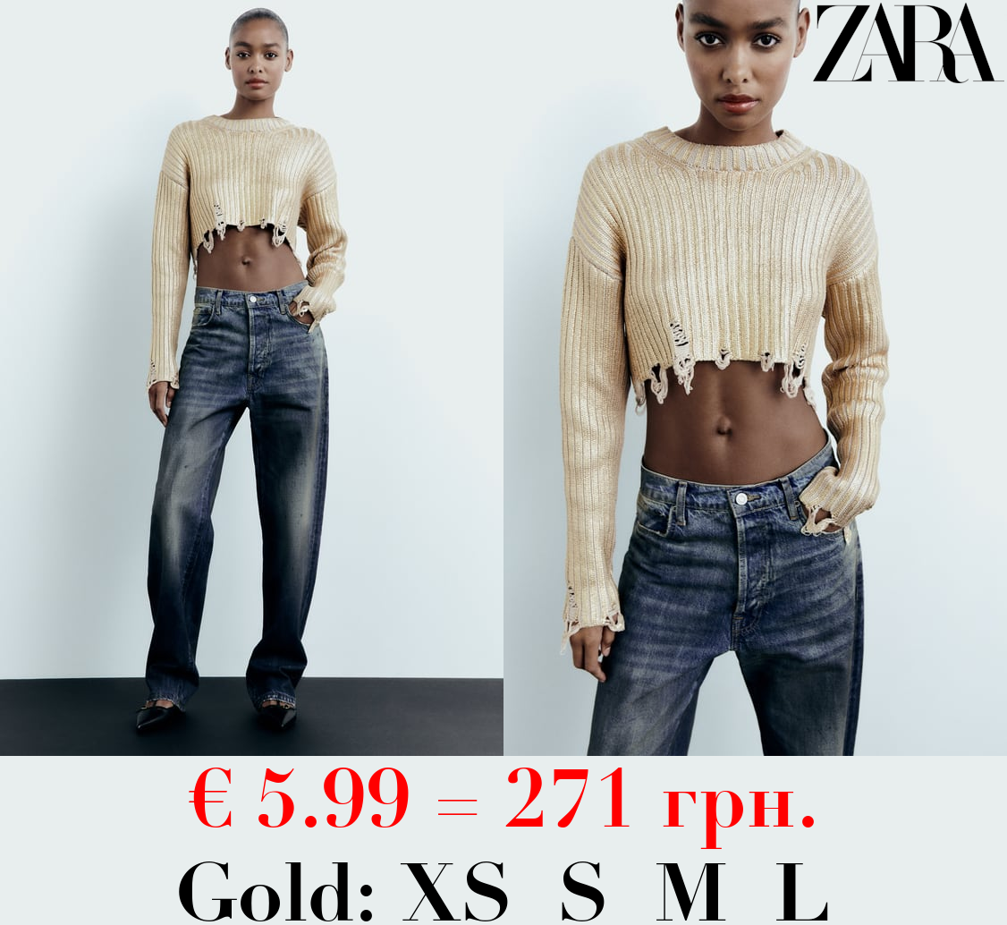 CROPPED FOIL KNIT SWEATER