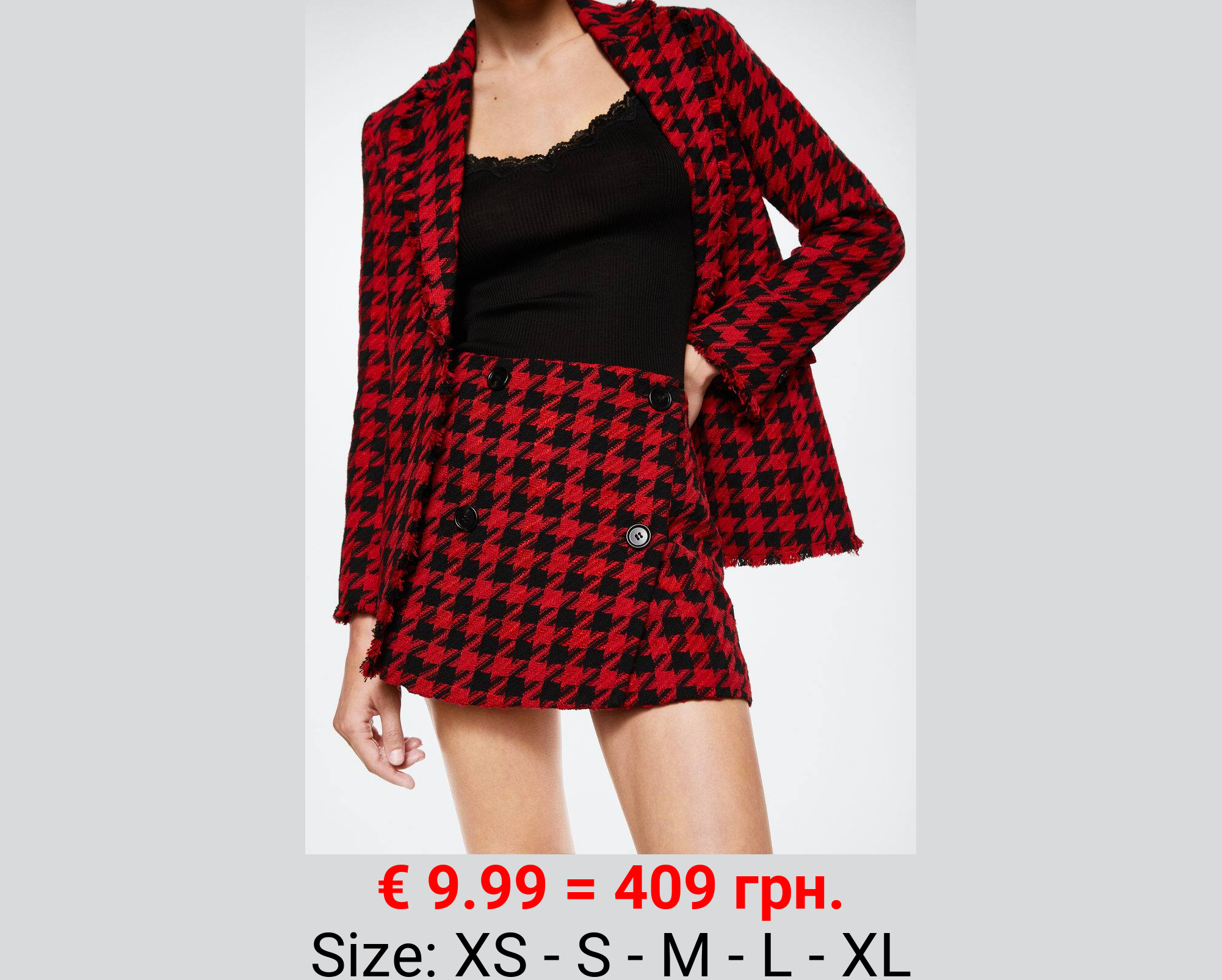 Minifalda pata de gallo botones