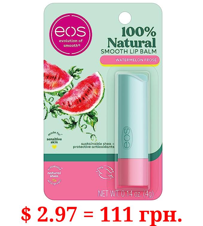 eos 100% Natural Lip Balm- Watermelon Frosé, Dermatologist Recommended for Sensitive Skin, All-Day Moisture Lip Care, 0.14 oz