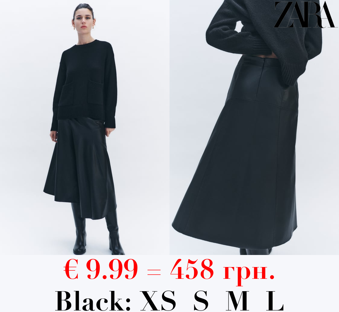 ZW COLLECTION LEATHER EFFECT MIDI SKIRT