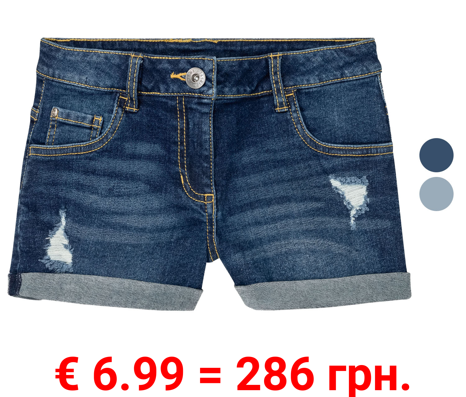 pepperts!® Mädchen Jeansshorts, in angesagtem Destroyed-Effekt