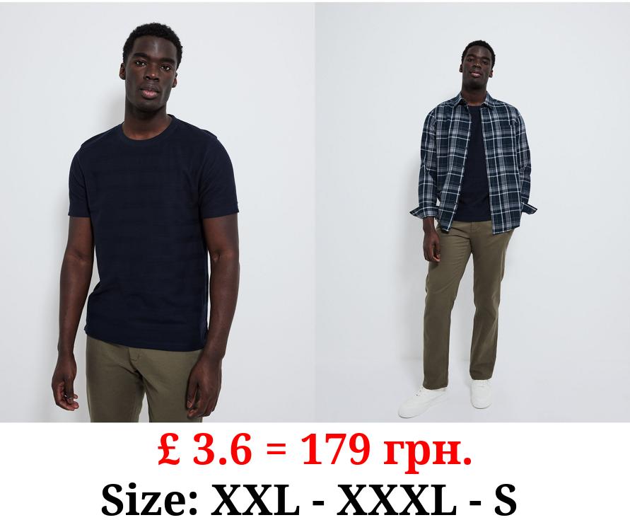 Navy Textured Striped T-Shirt