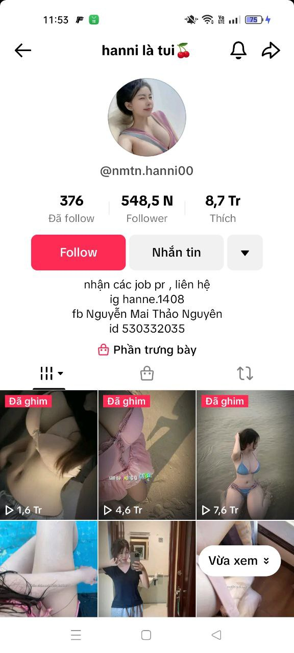 Em Hani idol tiktok lộ clip show hàng