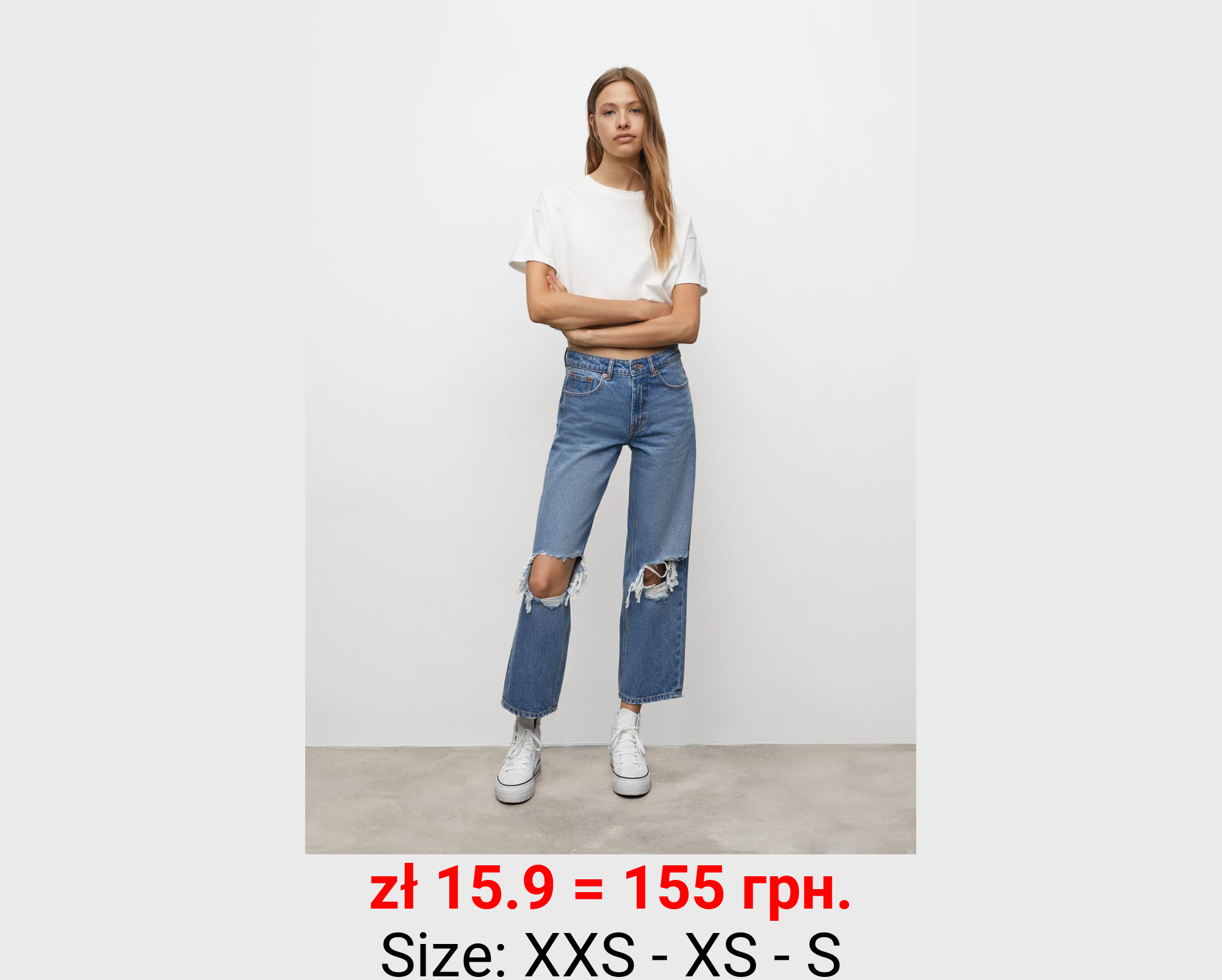 Jeans wideleg rotos decorativos