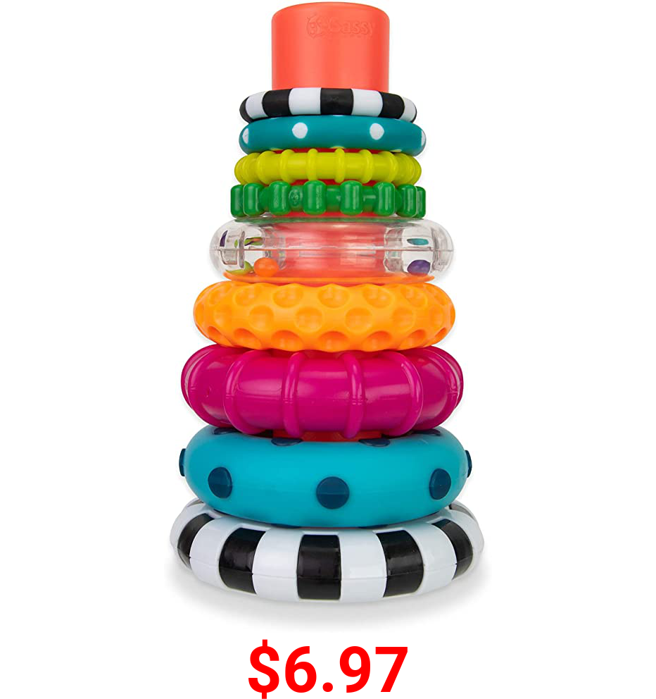 Stacks of Circles Stacking Ring STEM Learning Toy, 9 Piece Set, Age 6+ Months