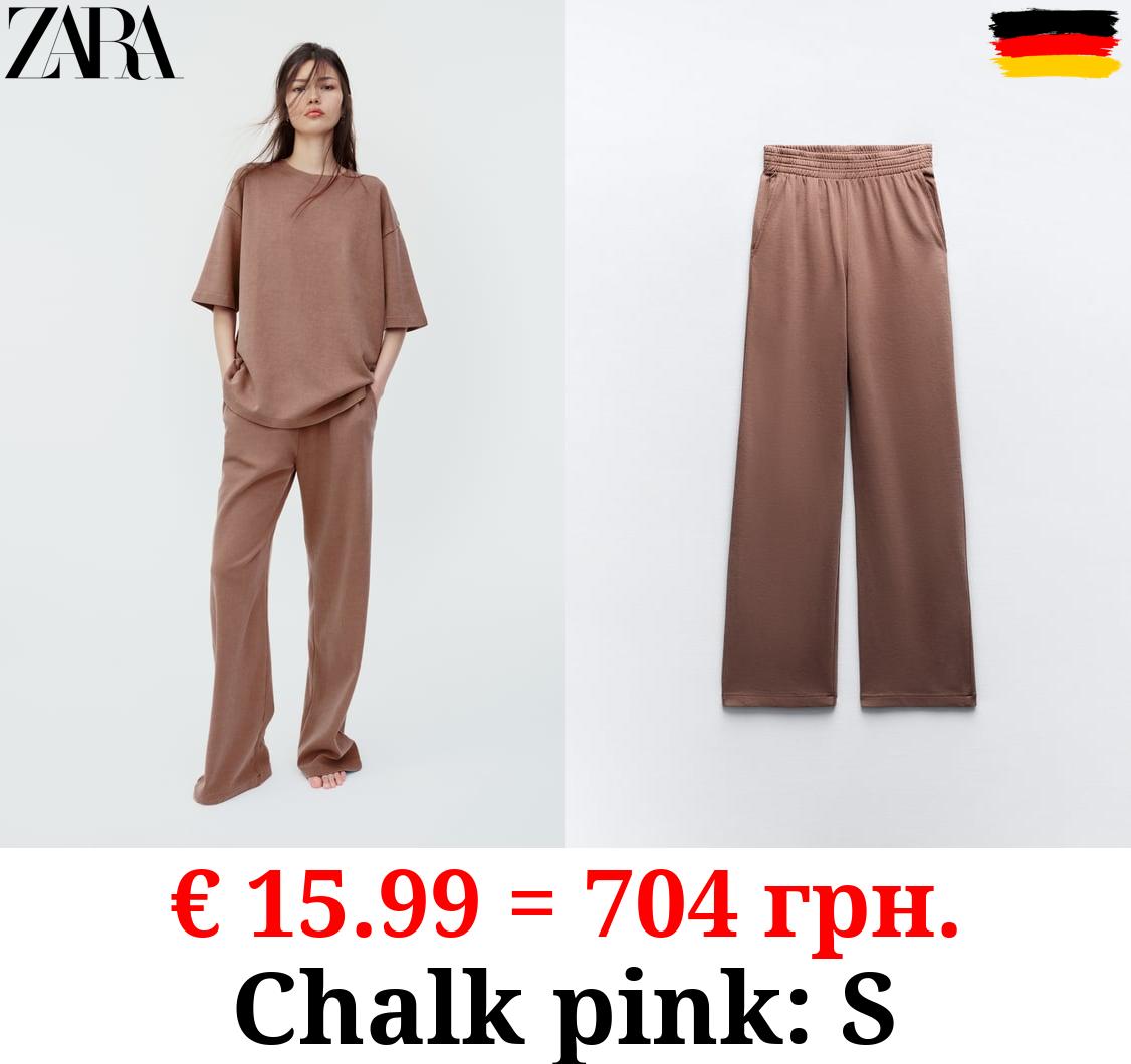 WASHED INTERLOCK TROUSERS