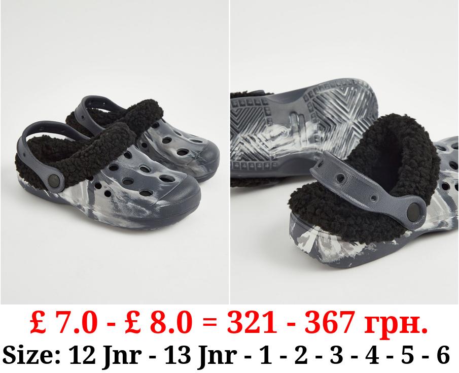 Grey Camouflage Borg Lined Clogs