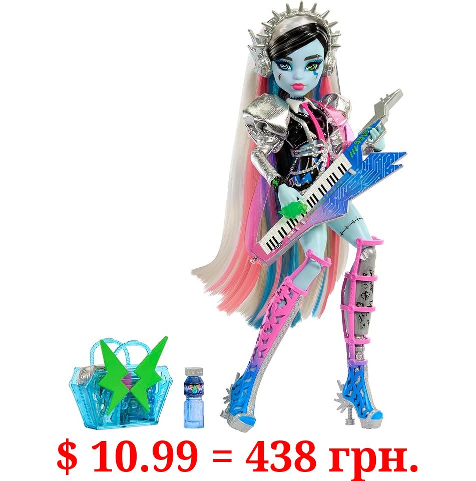 Monster High Doll, Amped Up Frankie Stein Rockstar with Instrument and Performance-Themed Accessories Like Headphones