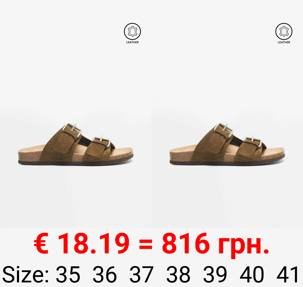 Leather sandals with buckle