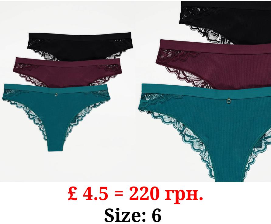 Ribbed Luxe Brazilian Knickers 3 Pack