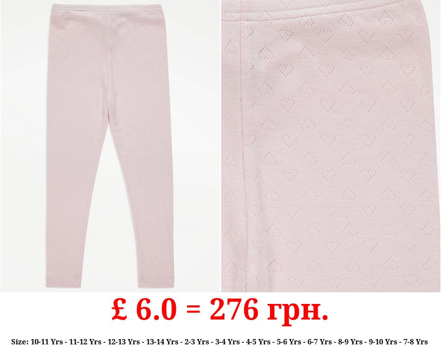 Pink Pointelle Thermal Leggings