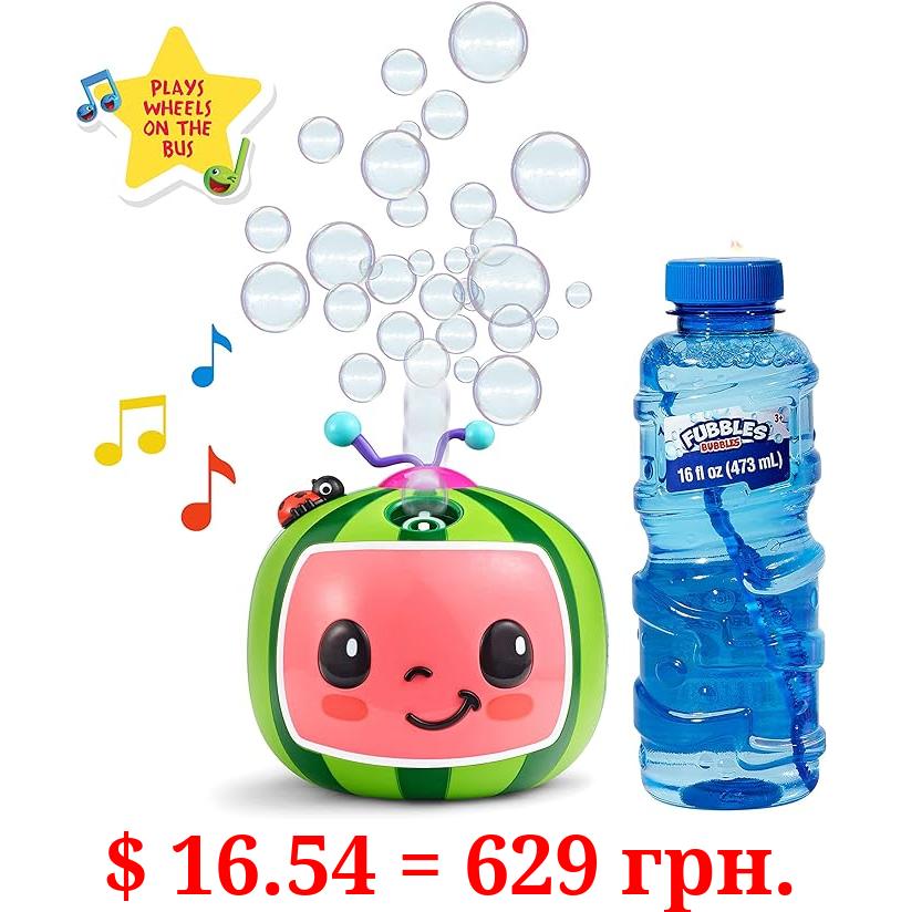 CoComelon NO Spill Musical Bubble Machine | Bubble Toy for Baby, Toddlers and Kids | Amazon Toys Exclusive with 16 oz of Extra Bubble Solution (Bubble Solution Bottle Colors Will Vary)