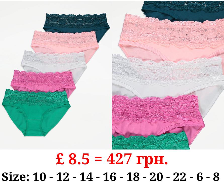 Lace Top Mini Knickers 5 Pack