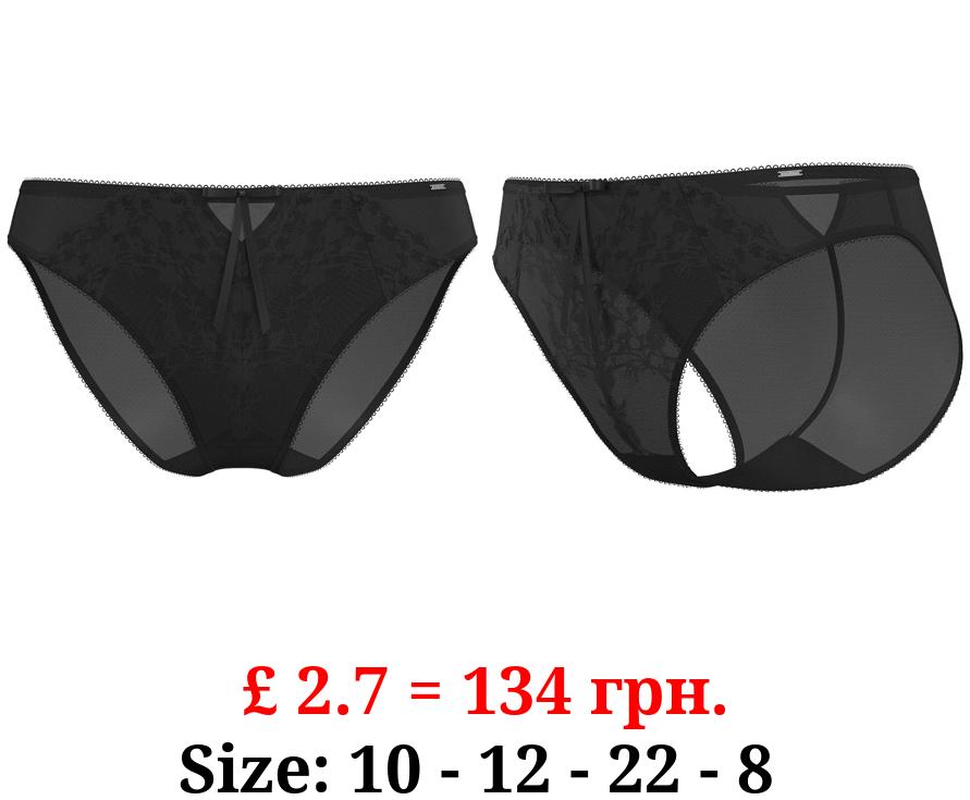 Entice Black Lace High Leg Knickers