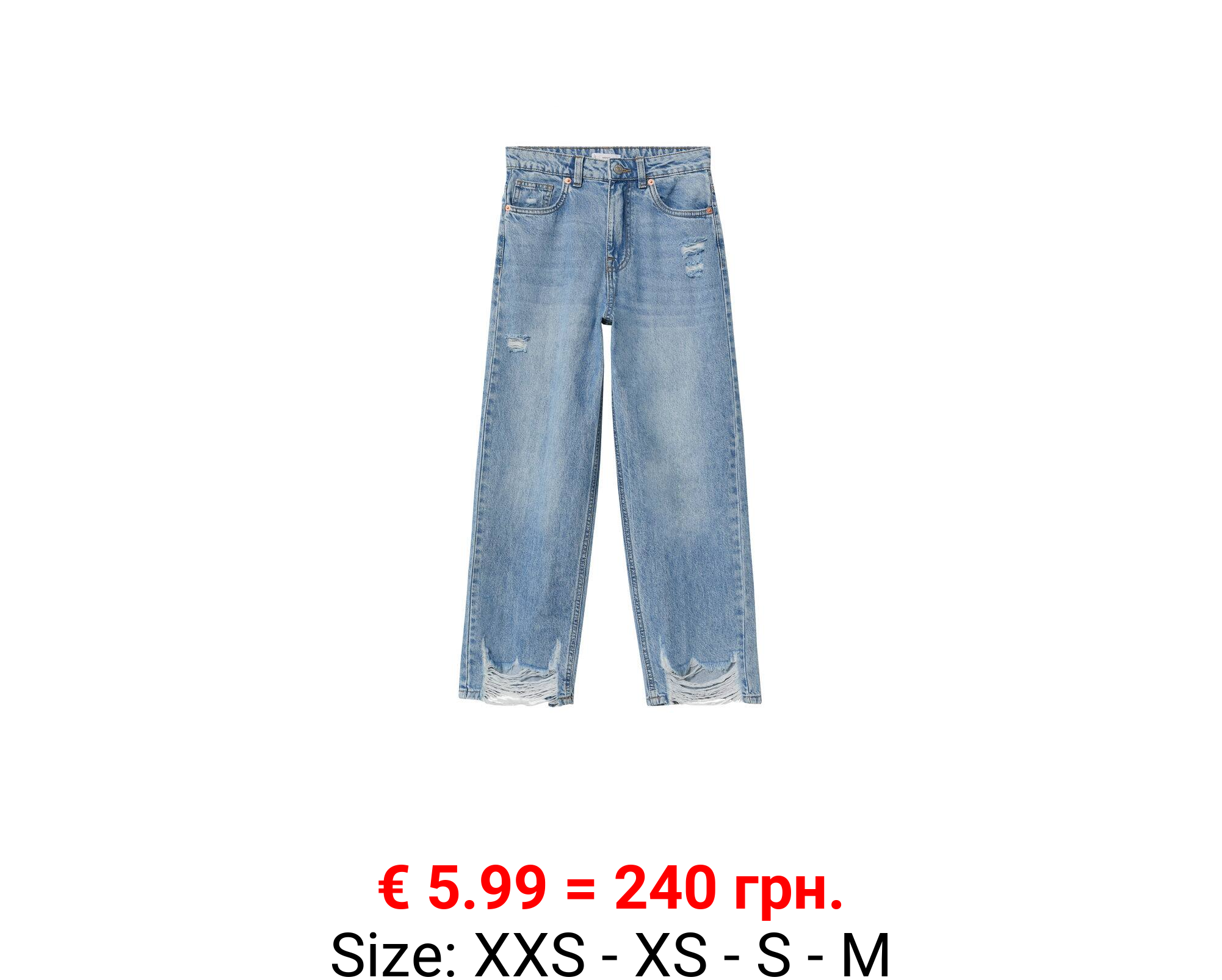 Jeans rectos bajo deshilachado