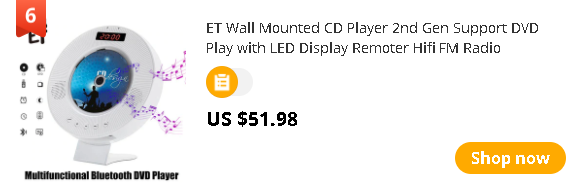ET Wall Mounted CD Player 2nd Gen Support DVD Play with LED Display Remoter Hifi FM Radio Bluetooth Music Player Support USB TF
