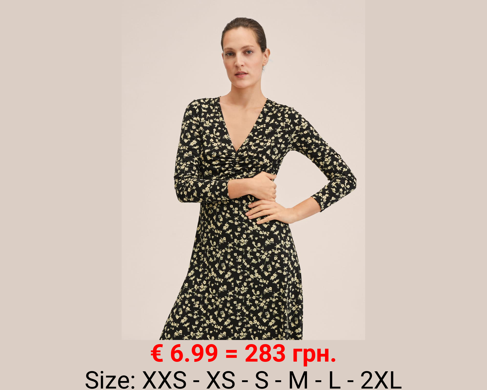 Vestido fruncido estampado