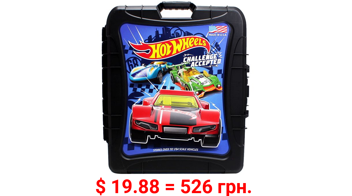 Hot Wheels 110 Plastic Car Carrying Case Playsets, Fits Most Brand 1:64th Scale Cars, for Ages 3+