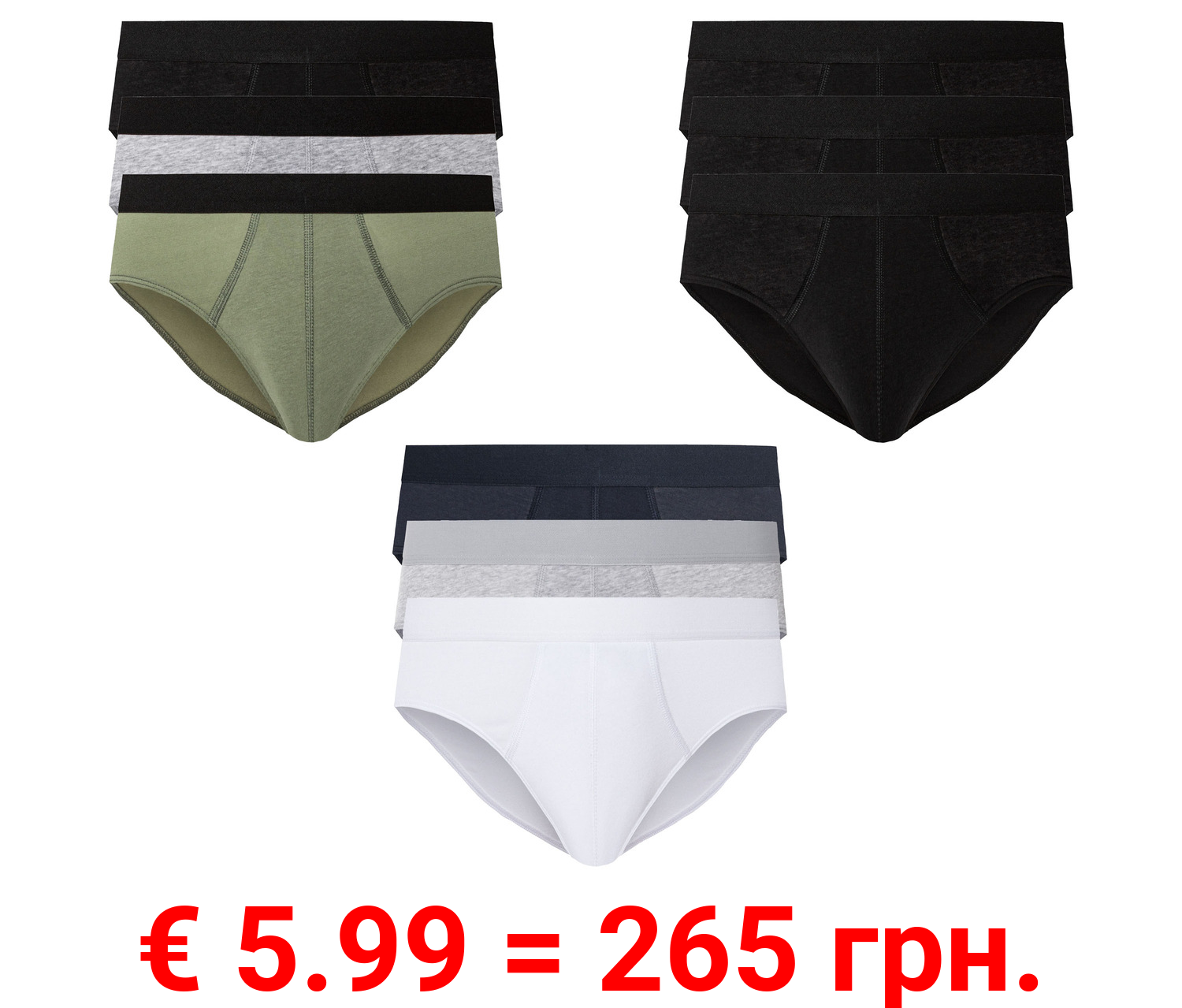 LIVERGY® Herren Slips, 3 Stück, hoher Baumwollanteil