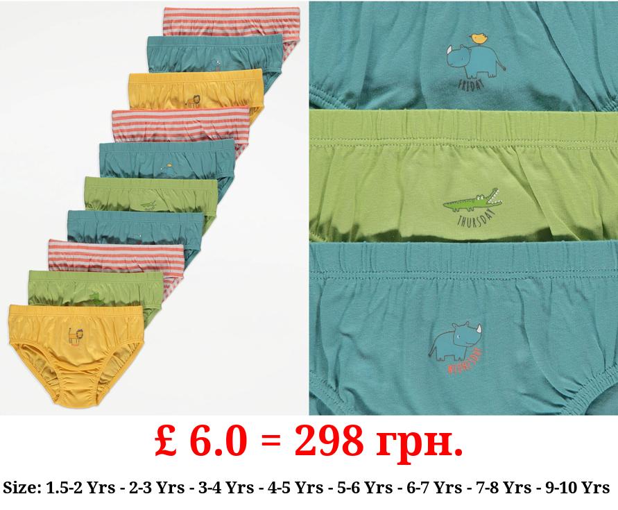Bright Animal Days of the Week Briefs 10 Pack