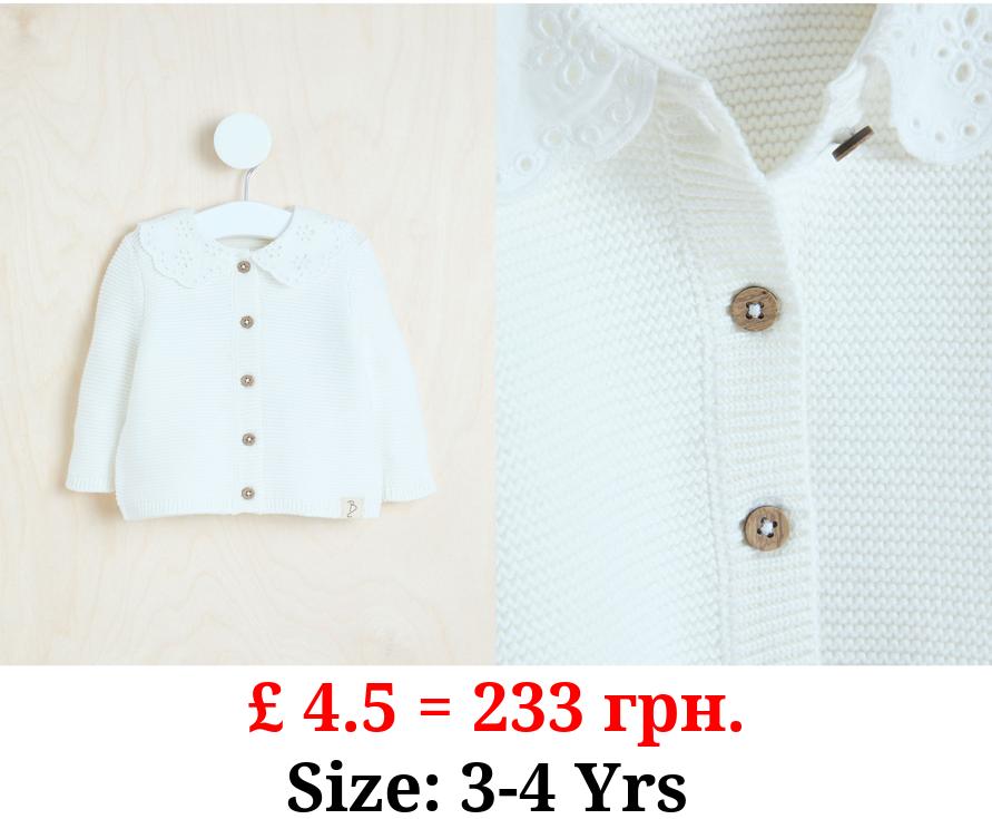 Billie Faiers White Knitted Collared Cardigan