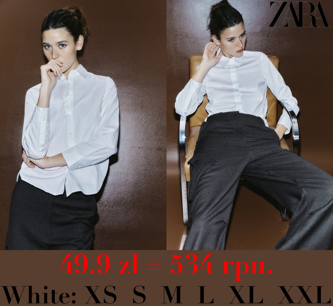 ZW COLLECTION POPLIN STRAIGHT-FIT SHIRT
