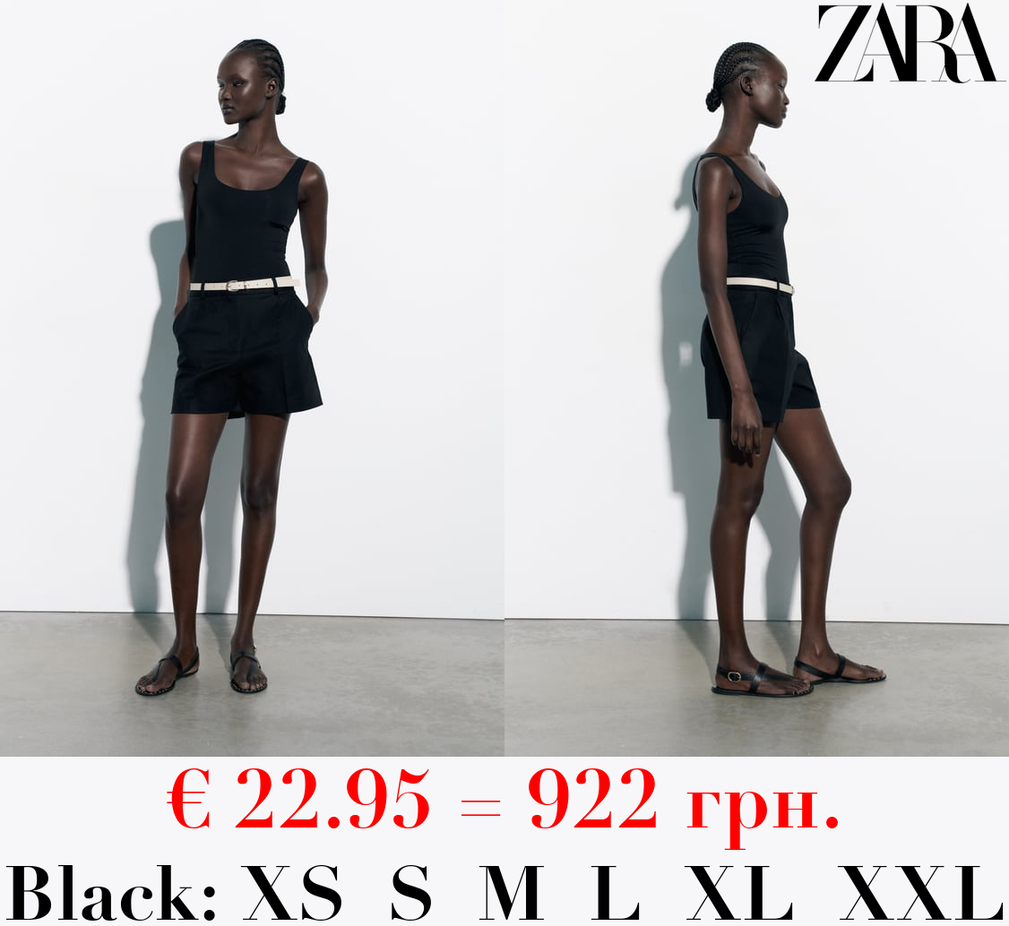 DOUBLE-FABRIC BERMUDA SHORTS WITH BELT