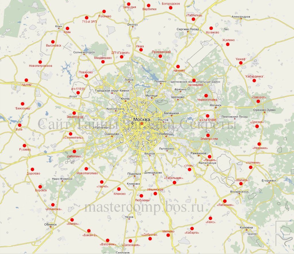 Карта вокруг москвы и московской области