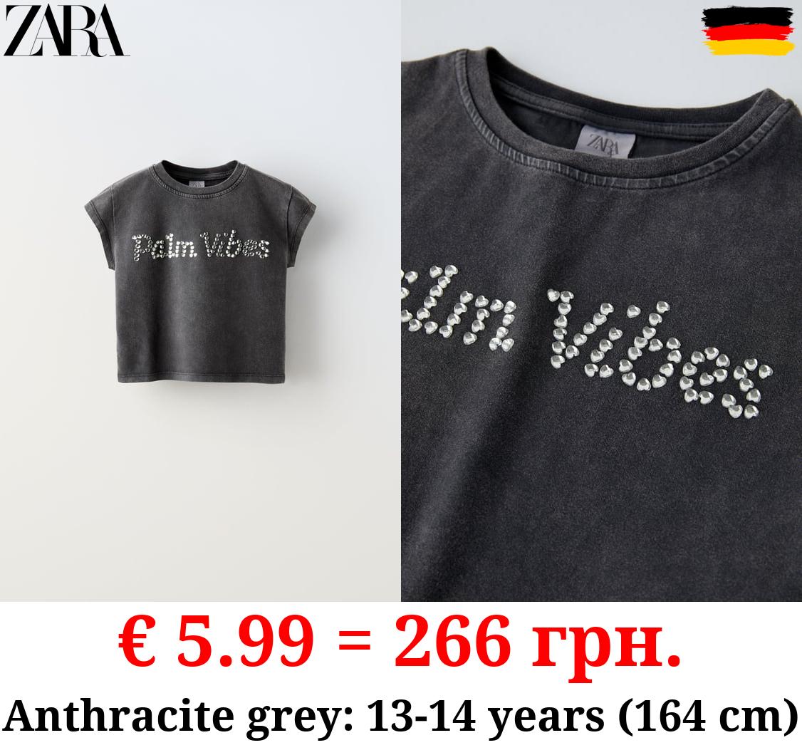 GARMENT DYED T-SHIRT WITH RHINESTONES