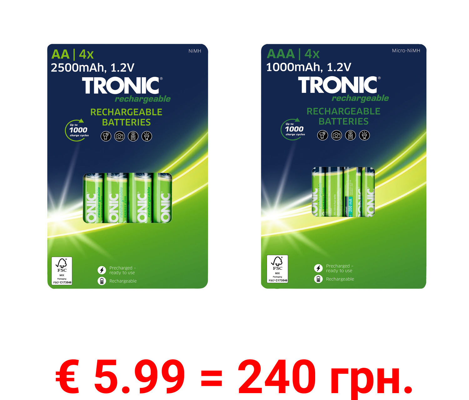 TRONIC® Akku Ni-MH »Ready 2 Use«, 4 Stück
