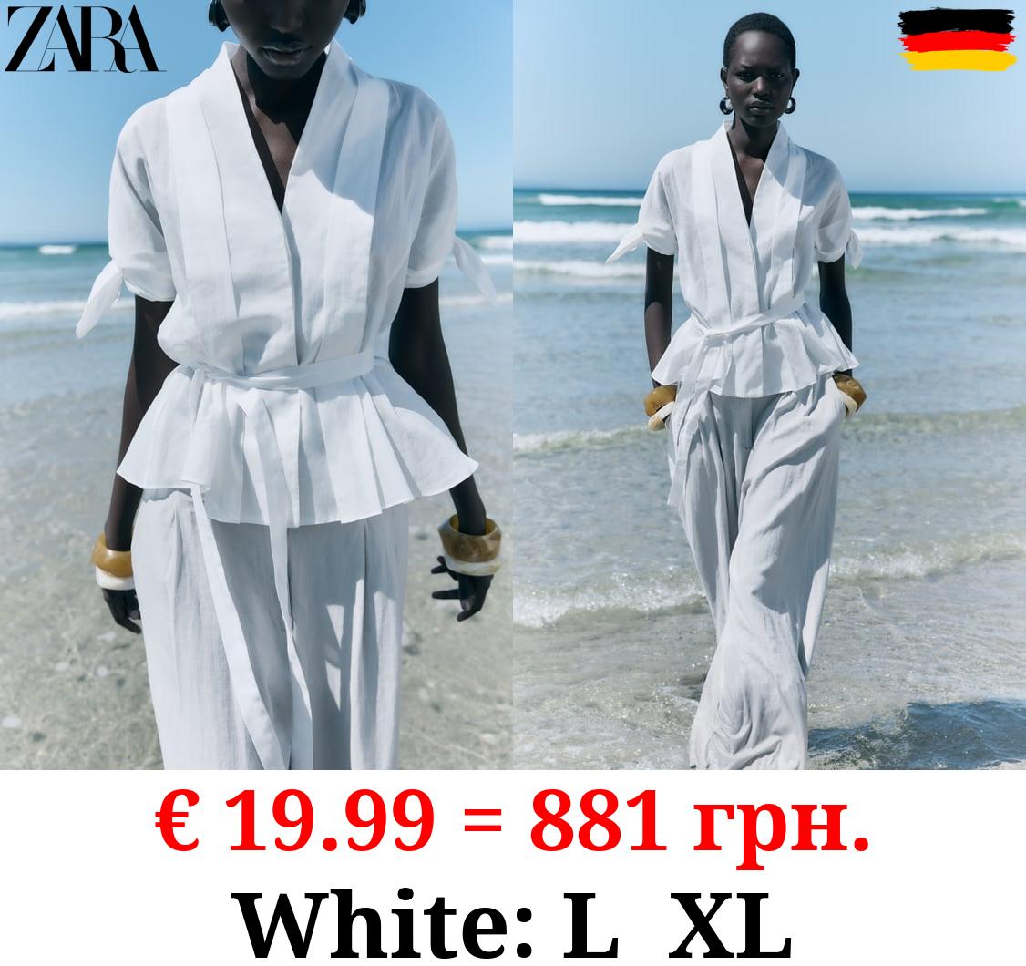 ZW COLLECTION PLEATED SHIRT WITH BELT