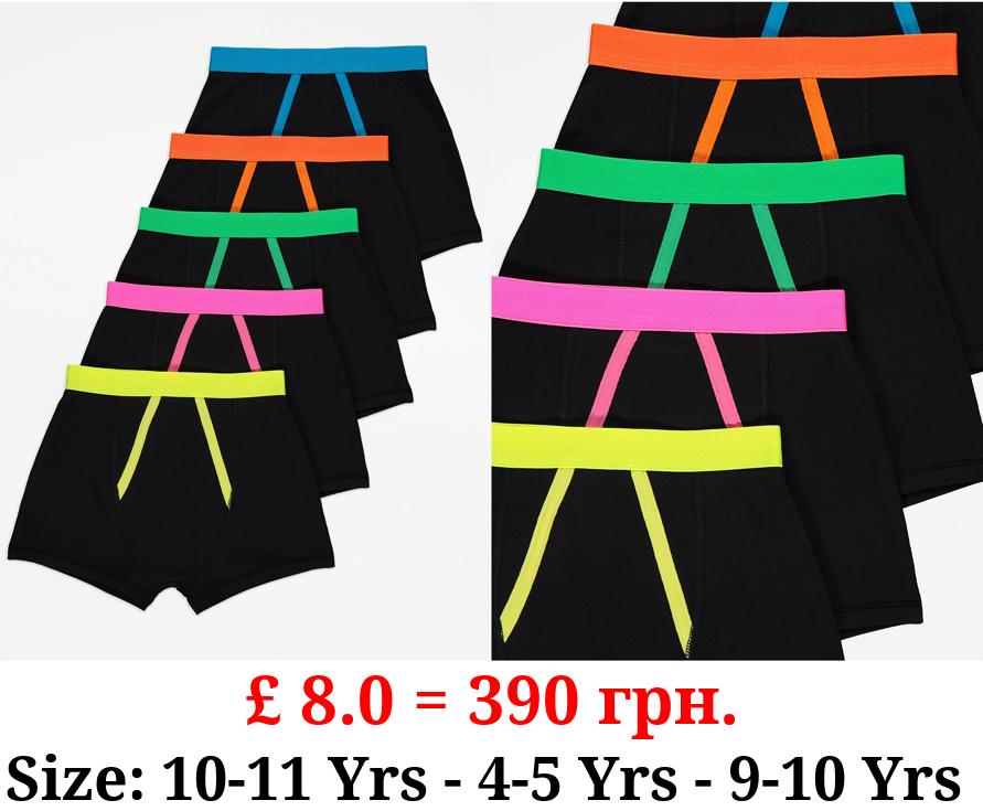 Black Neon Trim Trunks 5 Pack