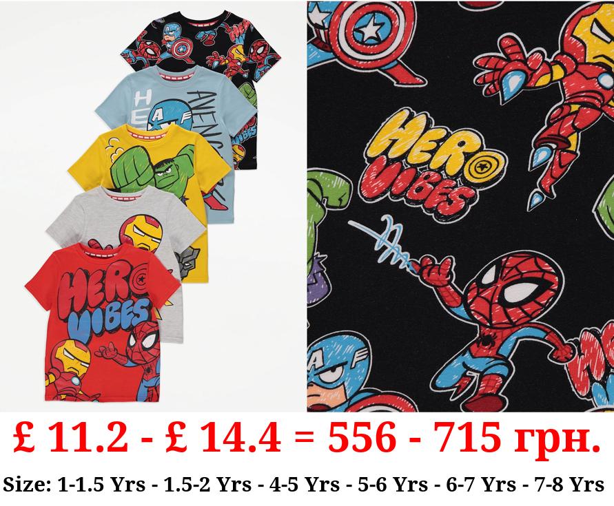 Marvel Characters Graphic T-Shirts 5 Pack