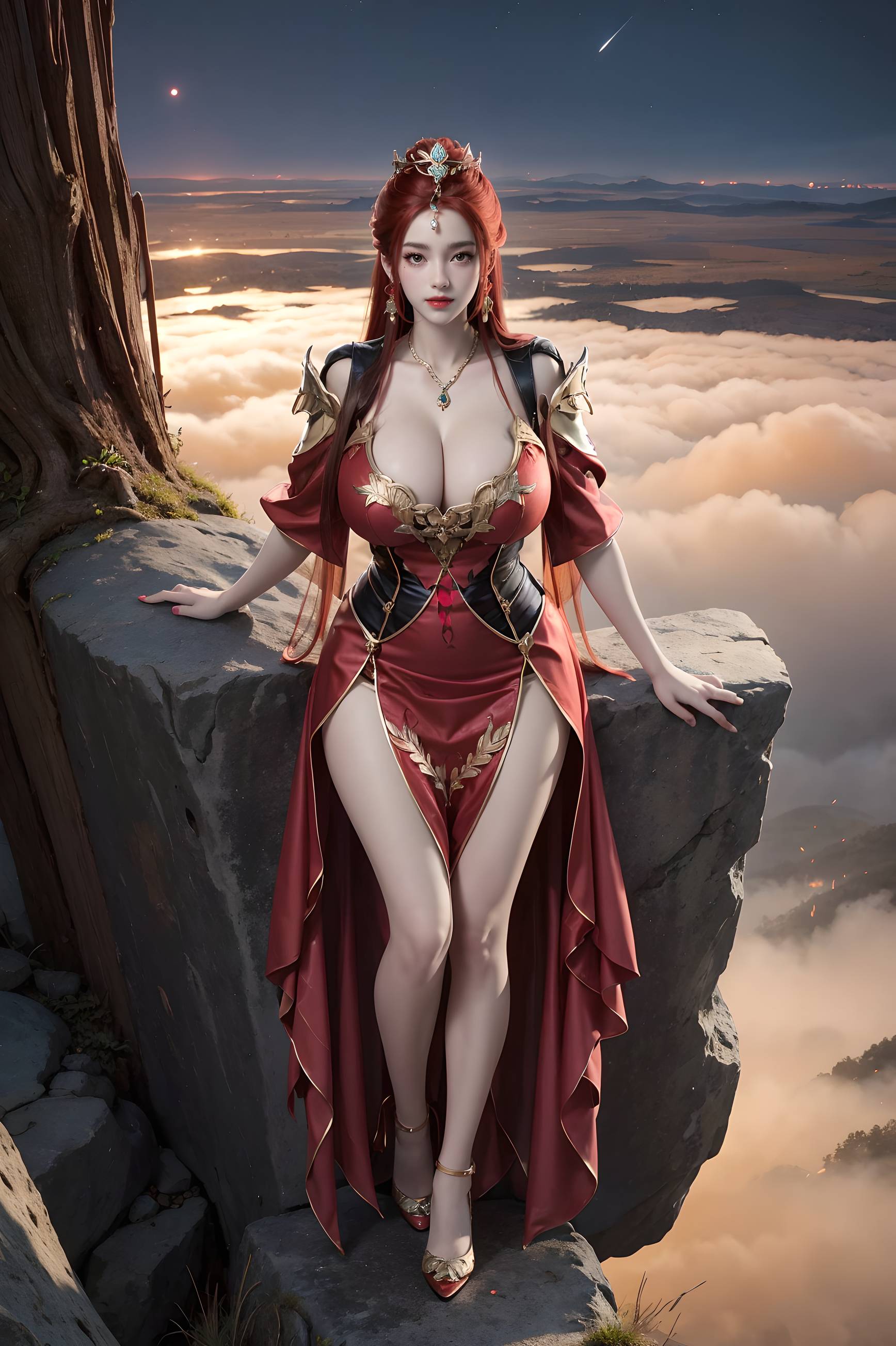 图片[36]-完美世界-曼珠沙华 户外红色礼服-六色网
