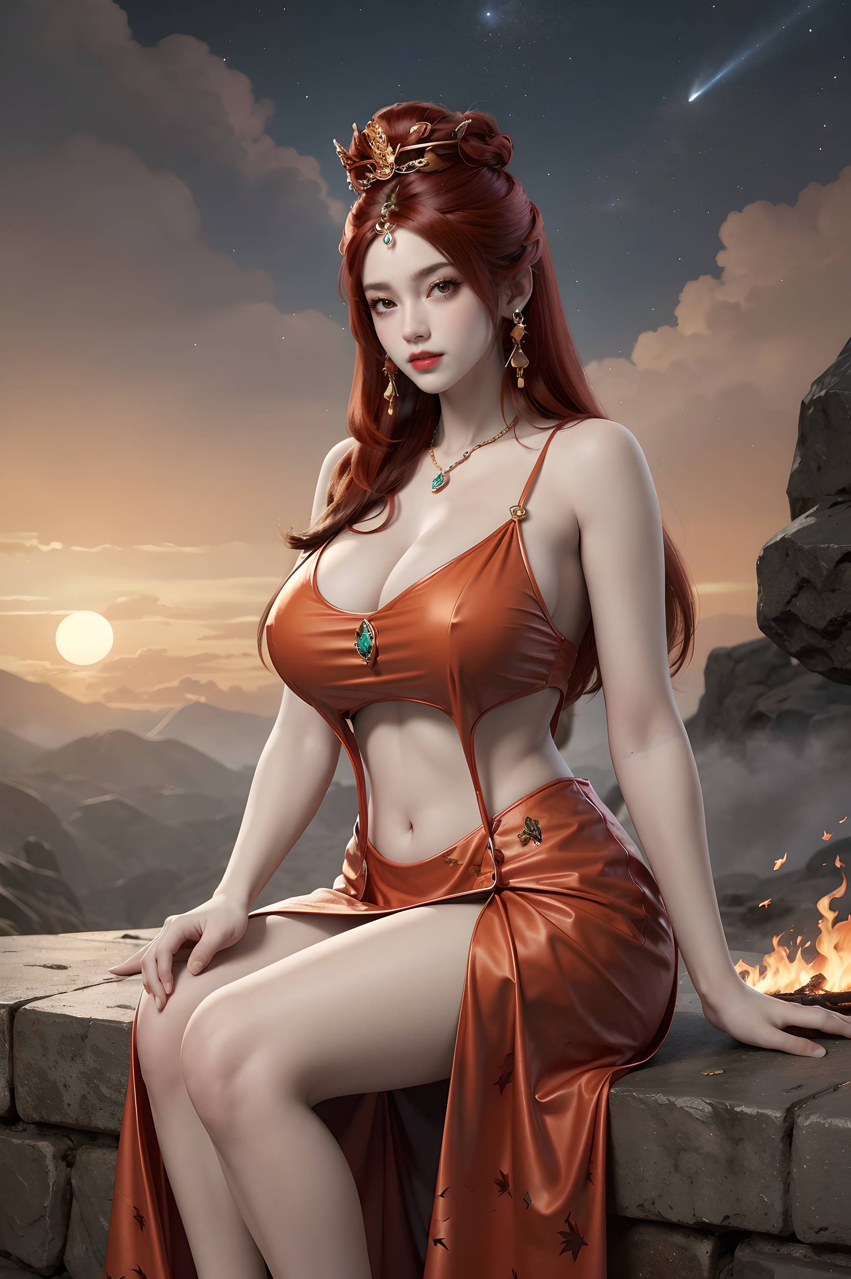 图片[92]-完美世界-曼珠沙华 户外红色礼服-六色网