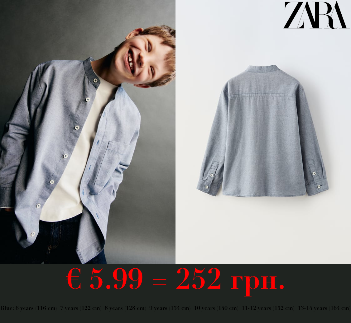 MELANGE SHIRT WITH STAND-UP COLLAR