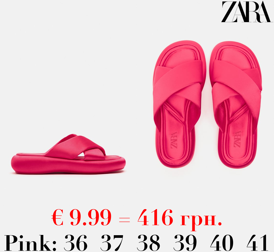 CRISS-CROSS FLAT FABRIC SLIDER SANDALS