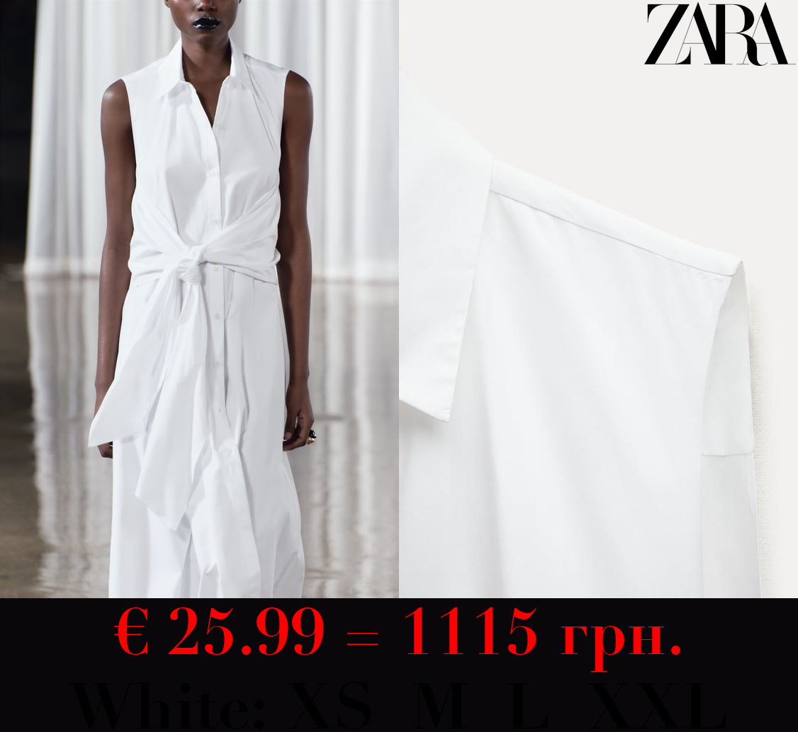 ZW COLLECTION KNOTTED POPLIN SHIRT DRESS