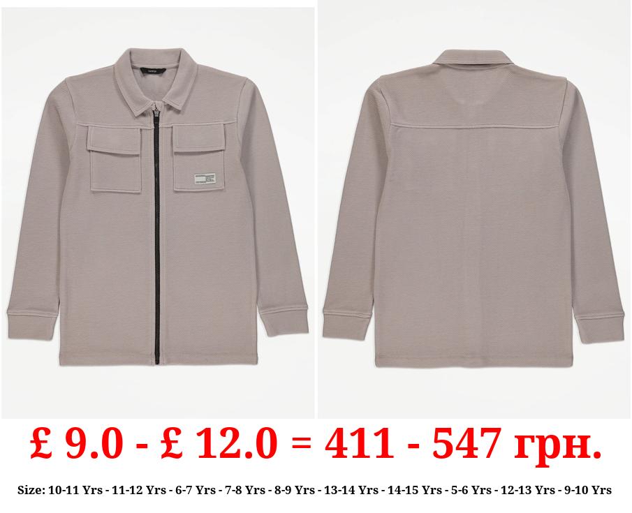 Grey Textured Utility Jacket