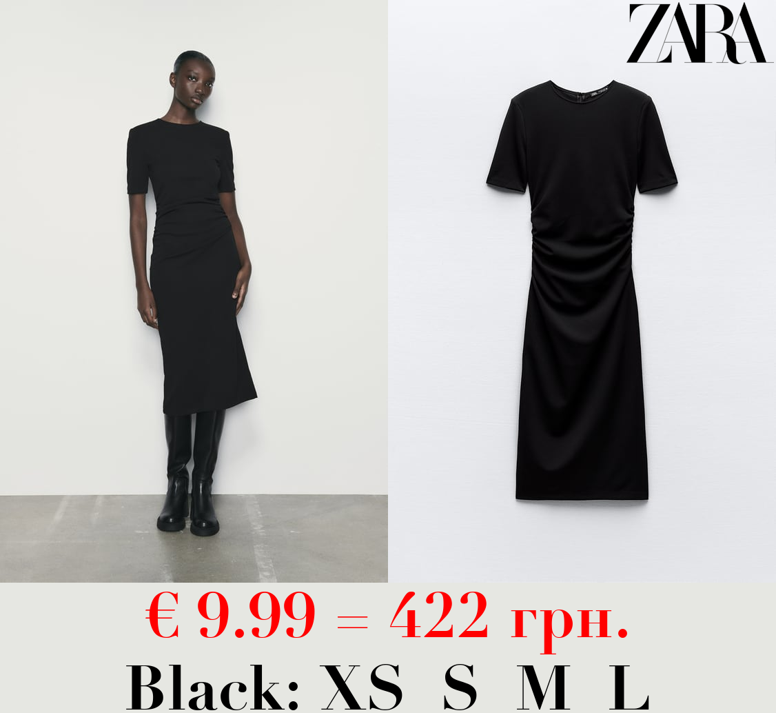 DRAPED DRESS WITH SHOULDER PADS