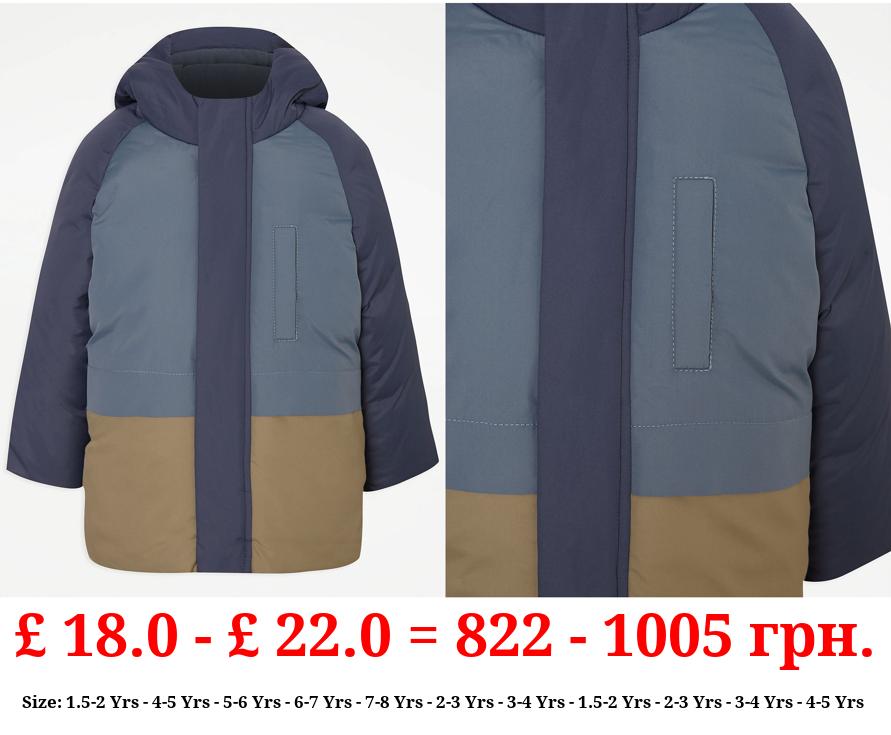 Colour Block Shower Resistant Padded Coat