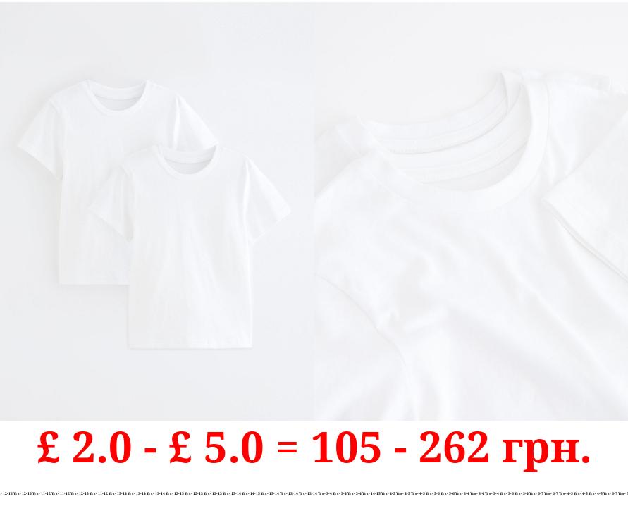White Crew Neck School T-Shirt 2 Pack