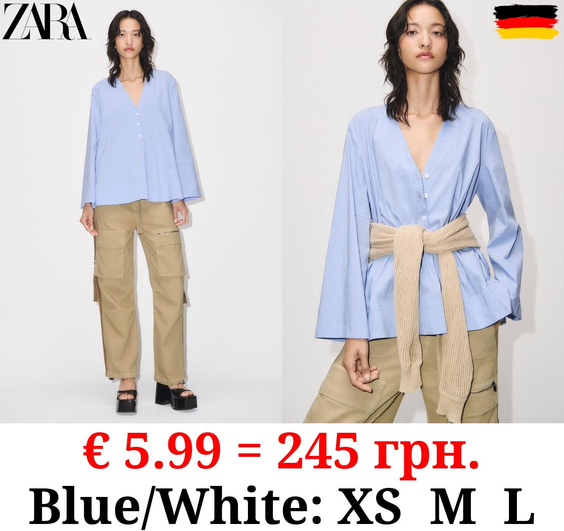 STRIPED POPLIN BLOUSE WITH VENTS